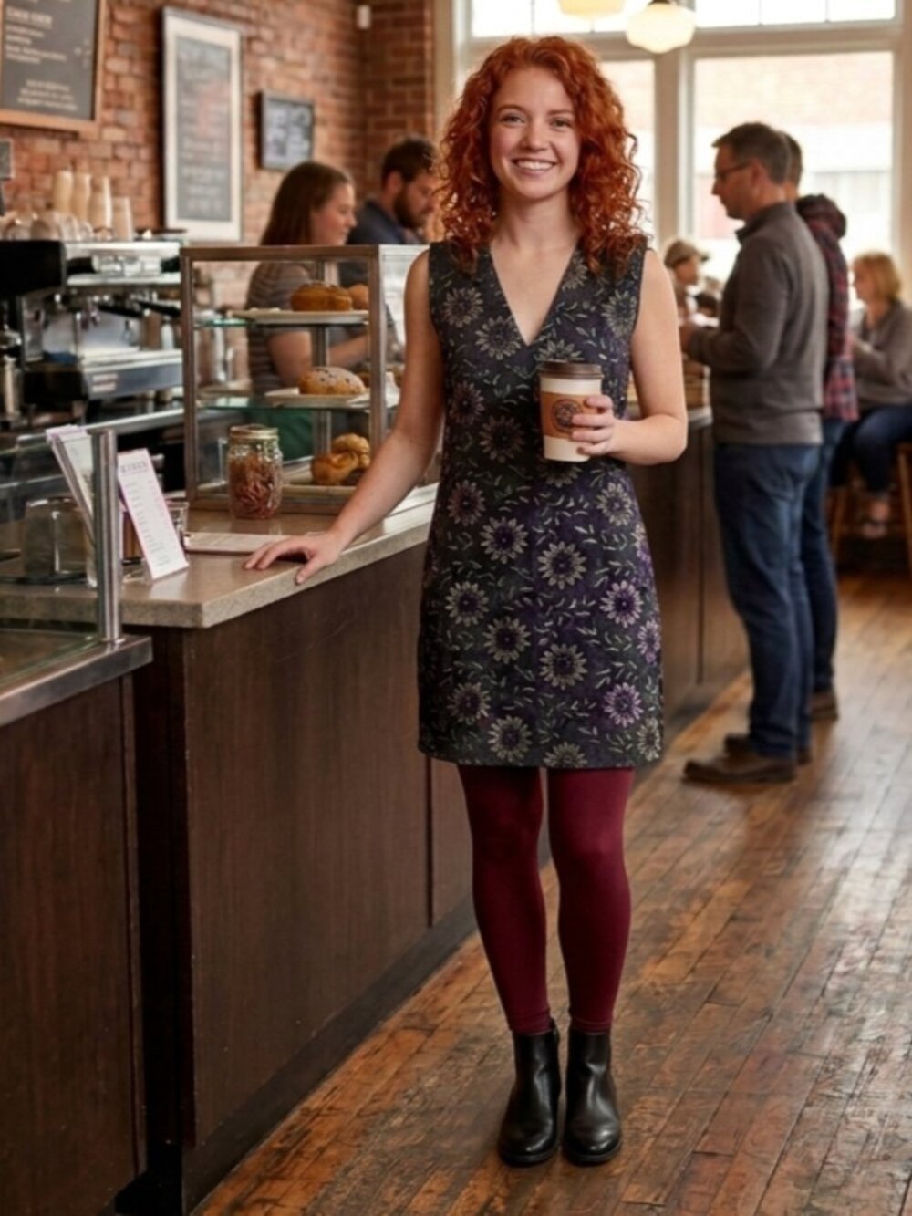 Gabby Isabella Black & Metallic Floral Crisscross Vest